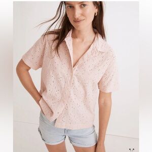 Madewell Light Pink Eyelet Button Down Shirt